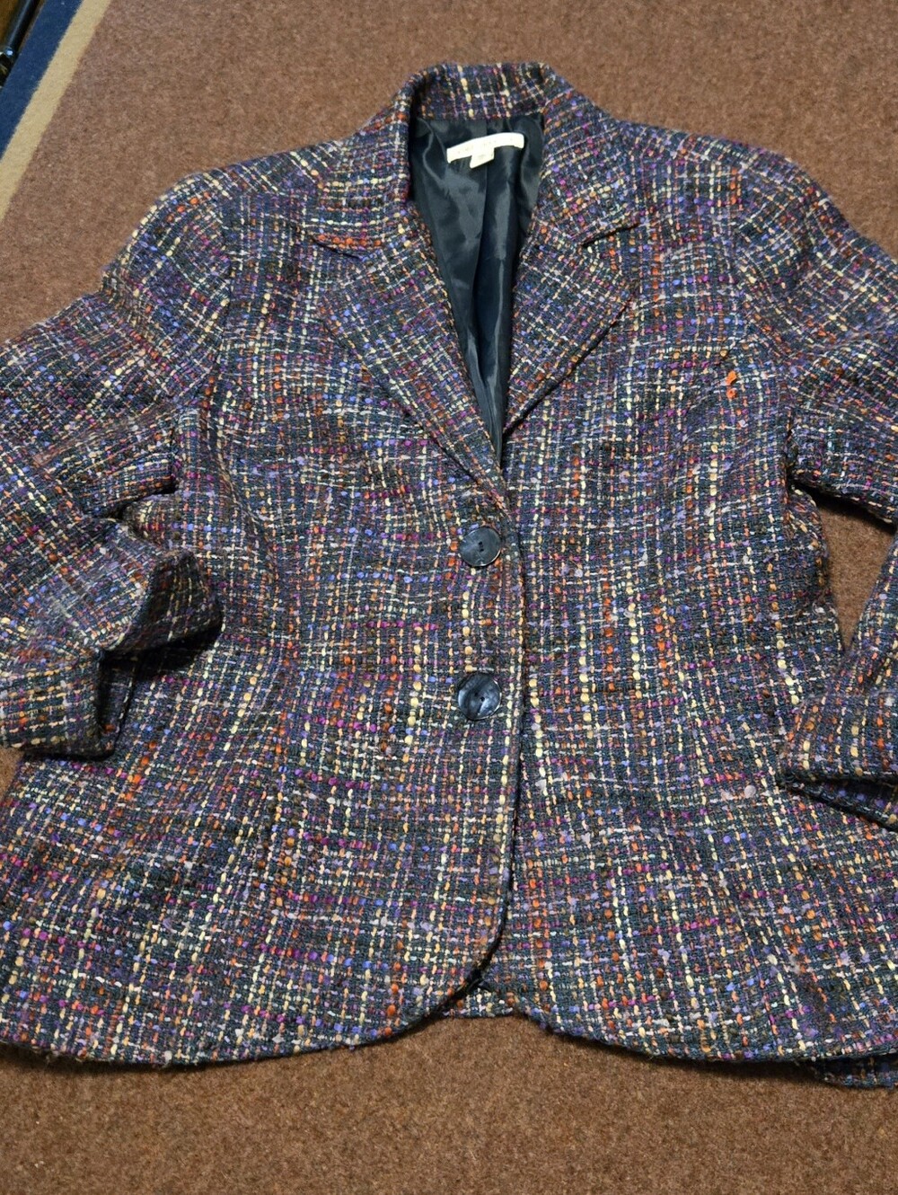 Coldwater Creek Multicolor Tweed Blazer Size 16 Lined